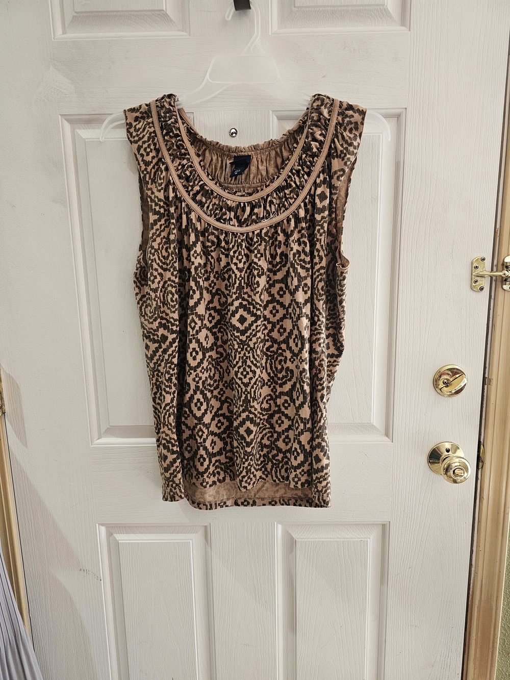 Basic Editions Brown Printed Sleeveless Tank Top